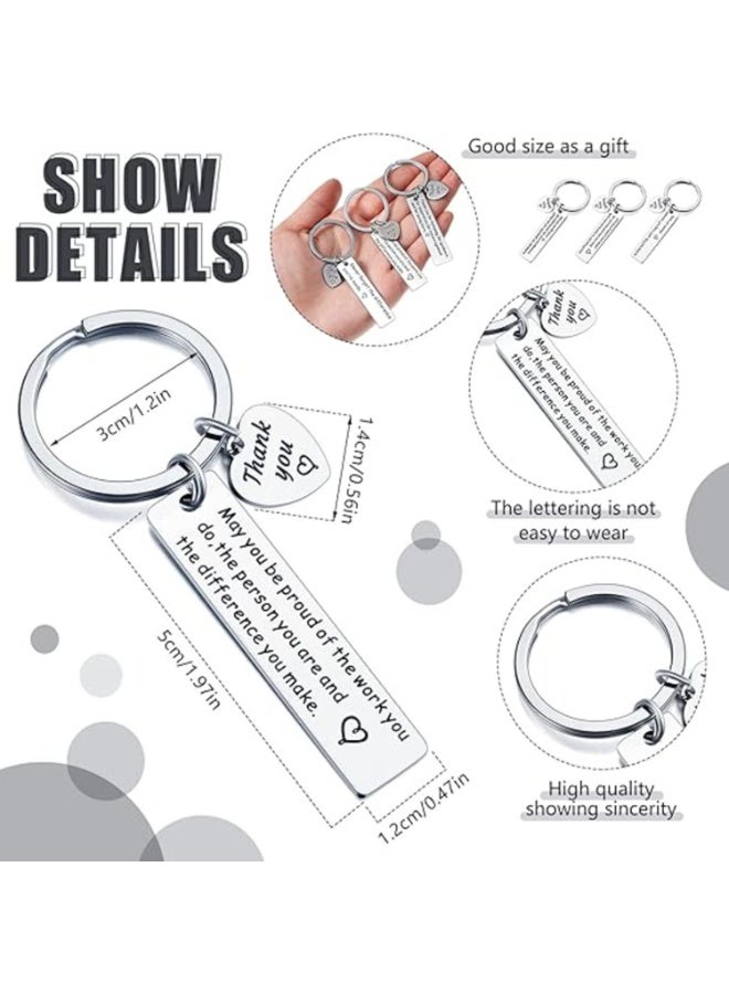 SRLIWHITE 6 Pieces Appreciation Keychains, Thank You Inspirational Stainless Steel Keyrings Make a Difference Gifts for Teachers, Volunteers, Employees and Social Workers (Silver) - Image 3